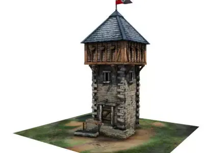 Medieval Building 06 Defence Tower Low-poly 3D model