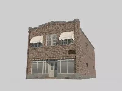 20th century architecture storefronts residences 3D model