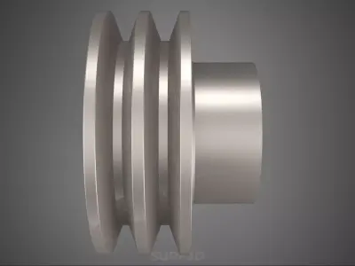 STANDARD 2 TWO DOUBLE GROOVE TRACK PULLEY SHEAVE WHEEL BELT GEAR 3D model
