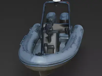 Tactical RHIB Rigid Hull Inflatable Boat 3D Model Low-poly 3D model