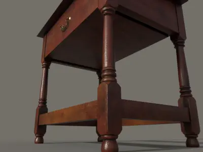 Antique 18th Century Wood Joined Side Table PBR Low-poly 3D model