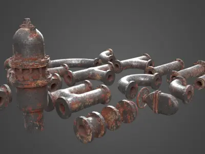 Factory Element - Pipes Low-poly 3D model