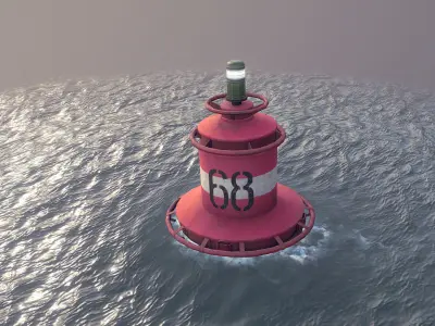 Buoy River RB-4-02 Right Turn Mark Low-poly 3D model