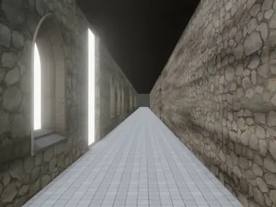 Inside Medieval Castle  Low-poly 3D model