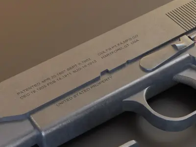 Colt 1911 Ultra realistic Game ready Rigged Gun 3D model Low-poly 3D model