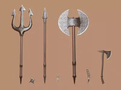 3D MODEL WEAPON PACK LOWPOLY  Low-poly 3D model