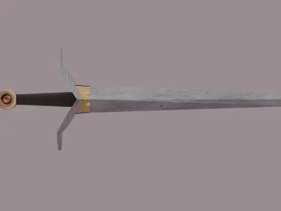 Medieval Realistic Steel Sword Weapon Gold n Steel PBR  Free 3D model