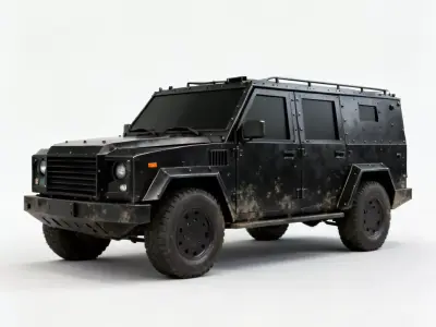 Realistic Matte Black Armored SUV 3D Model 3d model Low-poly 3D model