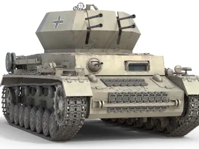 Flakpanzer IV Wirbelwind Tank Low-poly 3D model