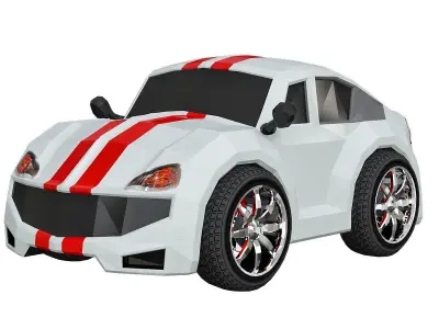 low poly cars 3d model toy car - orange Low-poly 3D model