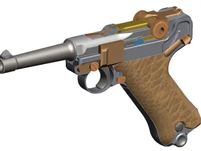 Pistola P08  Luger Low-poly 3D model