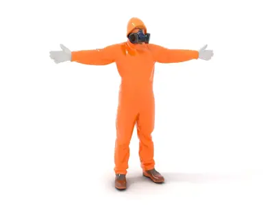 Bright Orange Hazmat Suit model pack Low-poly 3D model