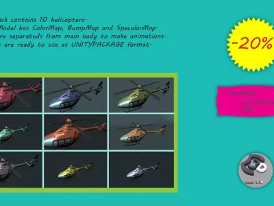 Helicopters helicopter Low-poly 3D model