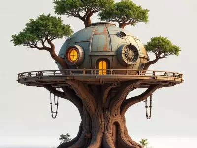 Sci-Fi Treehouse Hideaway Cottage In The Trees 3D print model