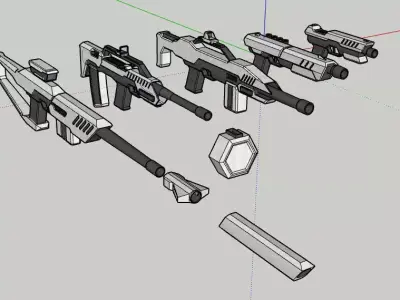 Weapons set Alpha-1 Low-poly 3D model
