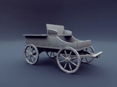horse wagon animated 3D model