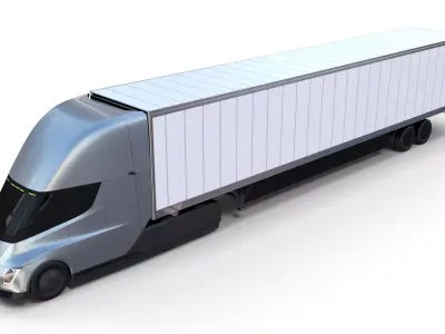 Tesla Truck Silver w trailer 3D model