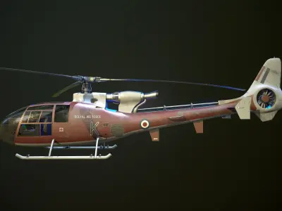 Helicopter SA340 Gazelle 3D model from CGTrader