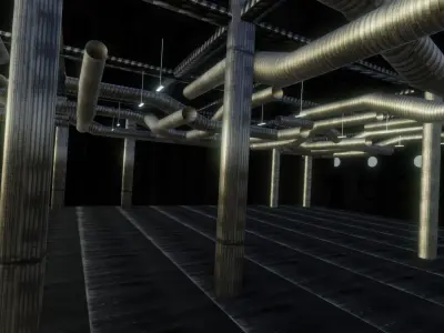 Factory room with pipes in it Low-poly 3D model