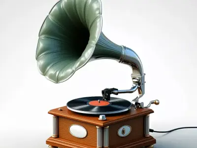 Vintage Gramophone 3D Model Low-poly 3D model