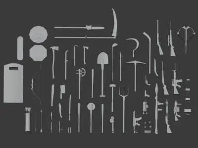 low poly gun - survival pack Low-poly 3D model