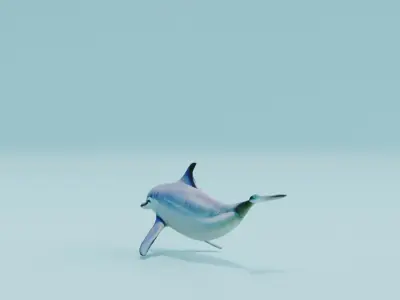 Dolphin white and smooth skin Low-poly 3D model