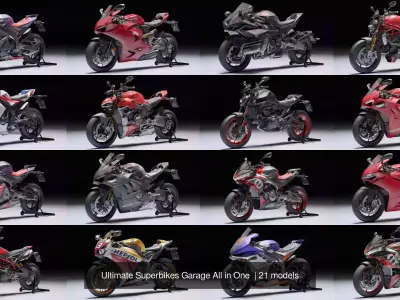 Ultimate Superbikes Garage All in One  3D Model Pack