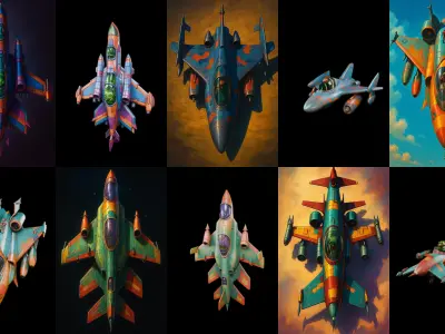 AirCraft bundle 5 pack 100 glb Low-poly 3D model
