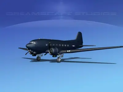 Douglas R-4D Dakota US Navy V4 3D model