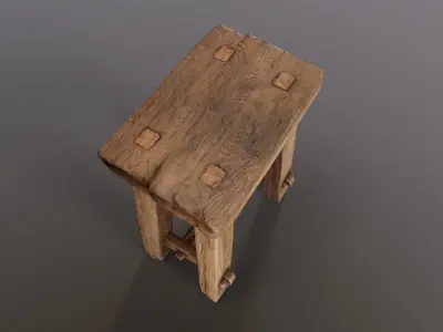Medieval stool Low-poly 3D model