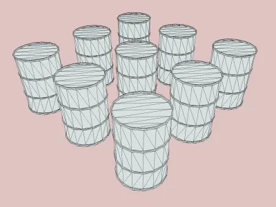 9 Color Barrels Rusty VR AR Low-Poly PBR Low-poly 3D model