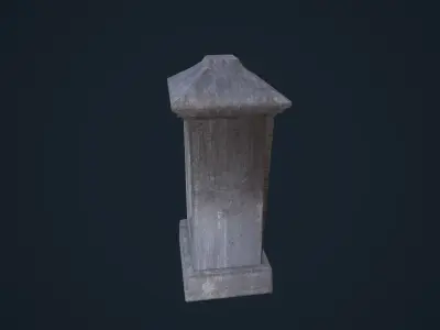 Tombstone wooden post Low-poly 3D model