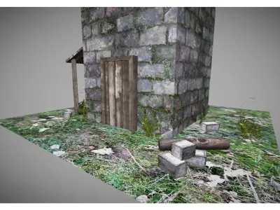 low poly medieval tower  Low-poly 3D model