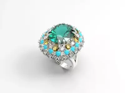 Diamond style ring for ladies 3D print model