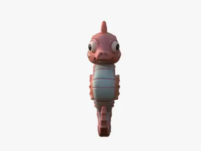 Cartoon Seahorse Low-poly 3D model buy