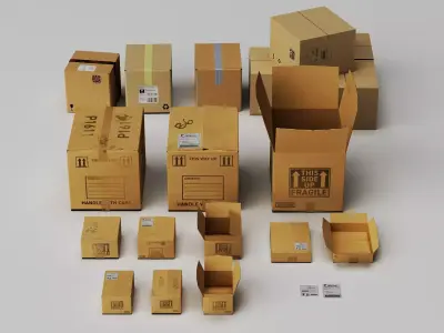Logistics Shipping Cardboard Box Package Collection PBR Low-poly 3D model