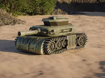 Low Poly Military Tank Game Asset Model with PBR Texture Low-poly 3D model