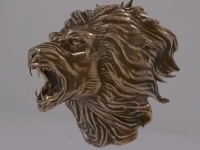 Lion Head Bust 3D model