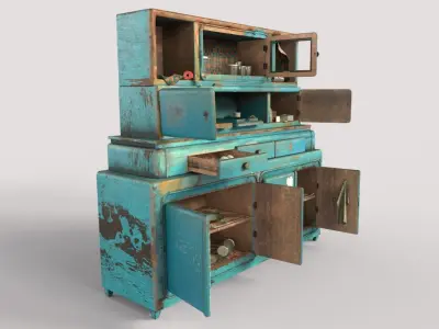 Old Blue Cabinet 3D model