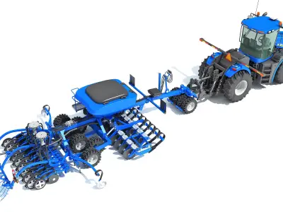 New Holland Tractor with Seed Drill 3D model purchase