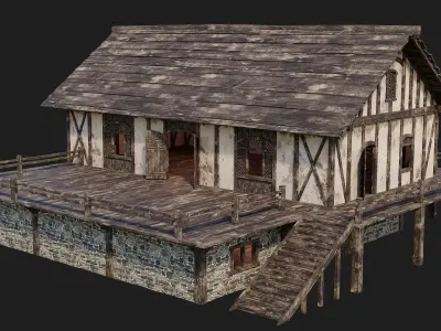 Old Medieval House 4K Textures GameReady 153 Low-poly 3D model