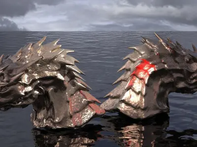 Dark Wyvern head sculpture 3D model