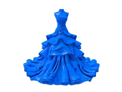 bridal gown -  bridal dress - Cartoon Bride 3D print model