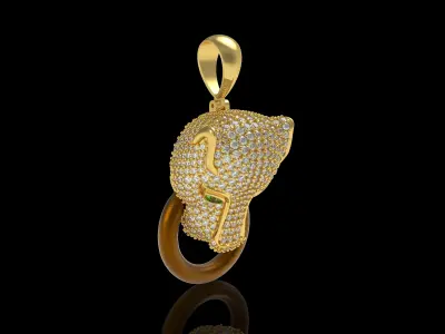 Panther Face Diamond Pendant 3D print model