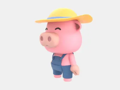 Cute Pig 3D Illustration 3D model buy