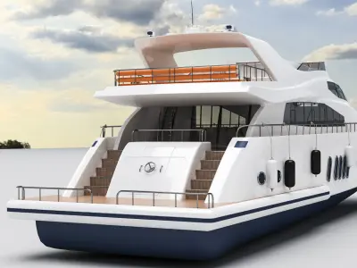 Large yacht 3D model