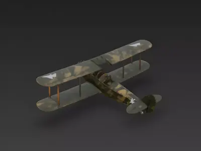 WWI Two-Seater Reconnaissance Biplane 3D Model Low-poly 3D model