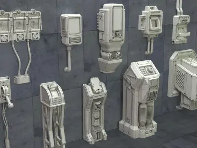 SCI-FI Switches - 10 pieces 3D model