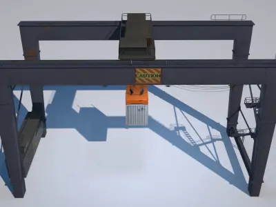 RTG Gantry  Port Crane Low poly Low-poly 3D model