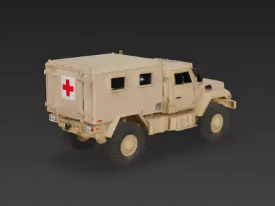 Armored Military Field Ambulance 3D Model Low-poly 3D model